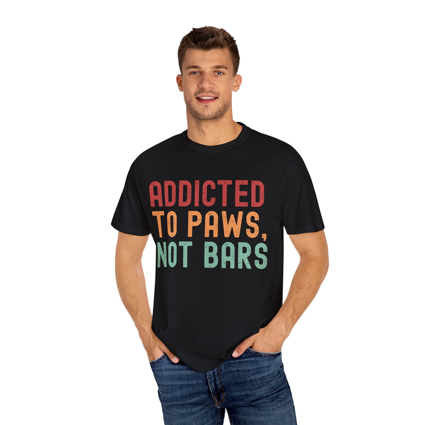 Addicted to Paws Unisex Garment-Dyed T-Shirt | Pet Lover's Gift | Ideal for Casual Wear