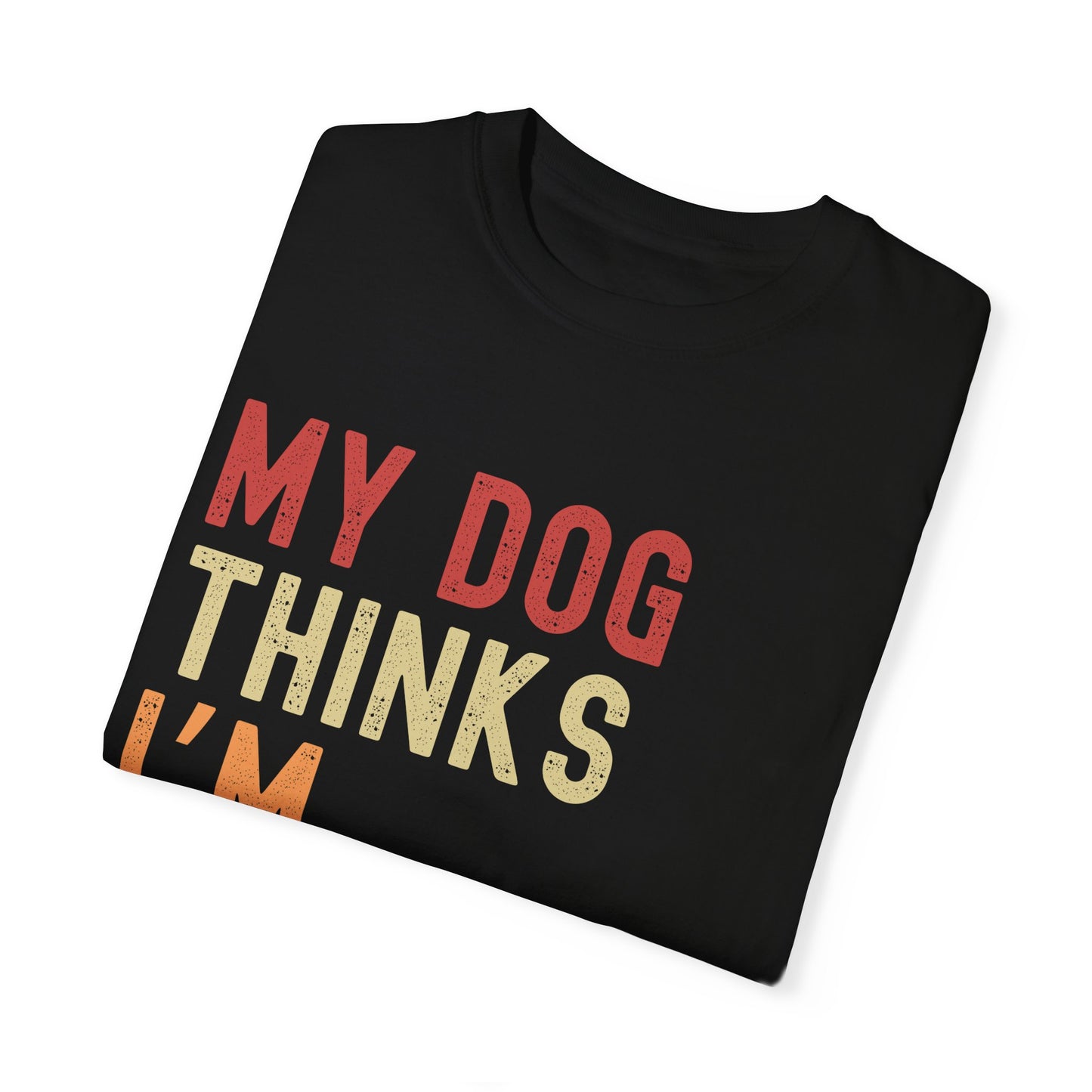 Funny Dog Lover T-Shirt - 'My Dog Thinks I'm Addicted to Walks' Unisex Garment-Dyed Tee